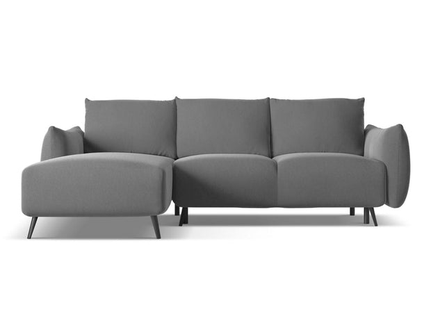 Makamii Coltar Extensibil, Sezlong pe Stanga, Tapitat cu Stofa, Malie Velvet C4 Gri, l242xA162xH86 cm