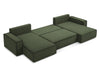 Makamii Coltar Extensibil, Sezlong Universal (pe Stanga sau pe Dreapta), Lada de Depozitare, Tapitat cu Stofa, Kimo C2 Verde Olive, l398xA185xH82 cm