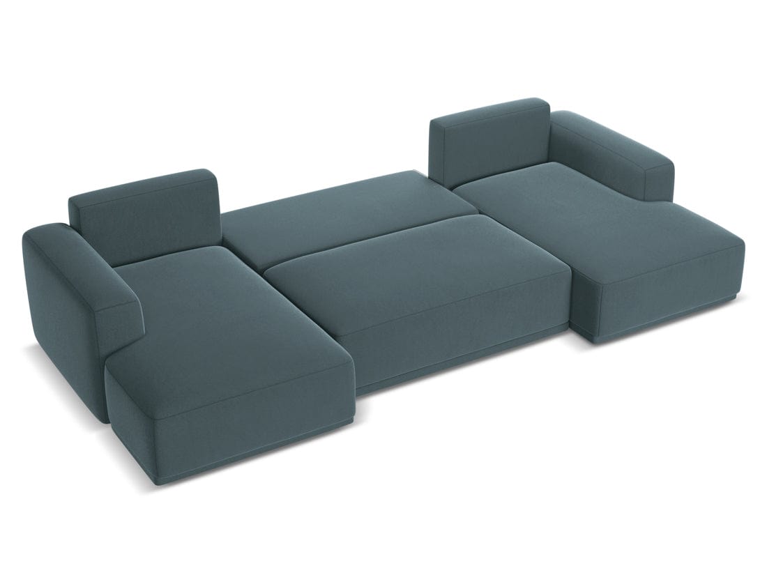 Makamii Coltar Extensibil, Sezlong Universal (pe Stanga sau pe Dreapta), Tapitat cu Stofa, Kaila Velvet C27 Marin, l333xA160xH91 cm