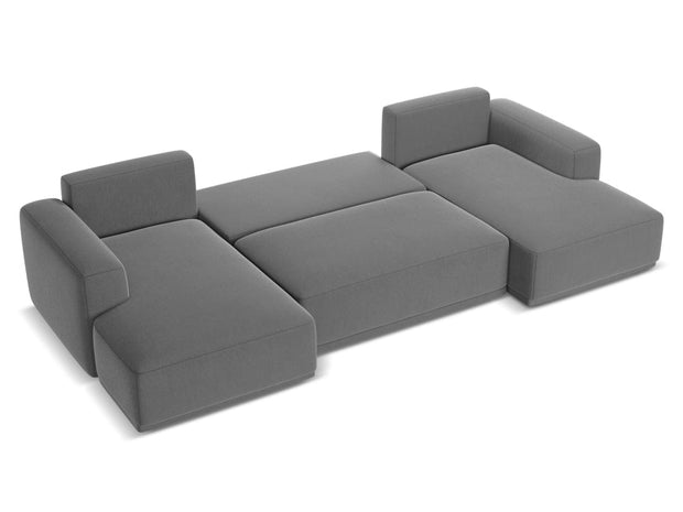 Makamii Coltar Extensibil, Sezlong Universal (pe Stanga sau pe Dreapta), Tapitat cu Stofa, Kaila Velvet C4 Gri, l333xA160xH91 cm