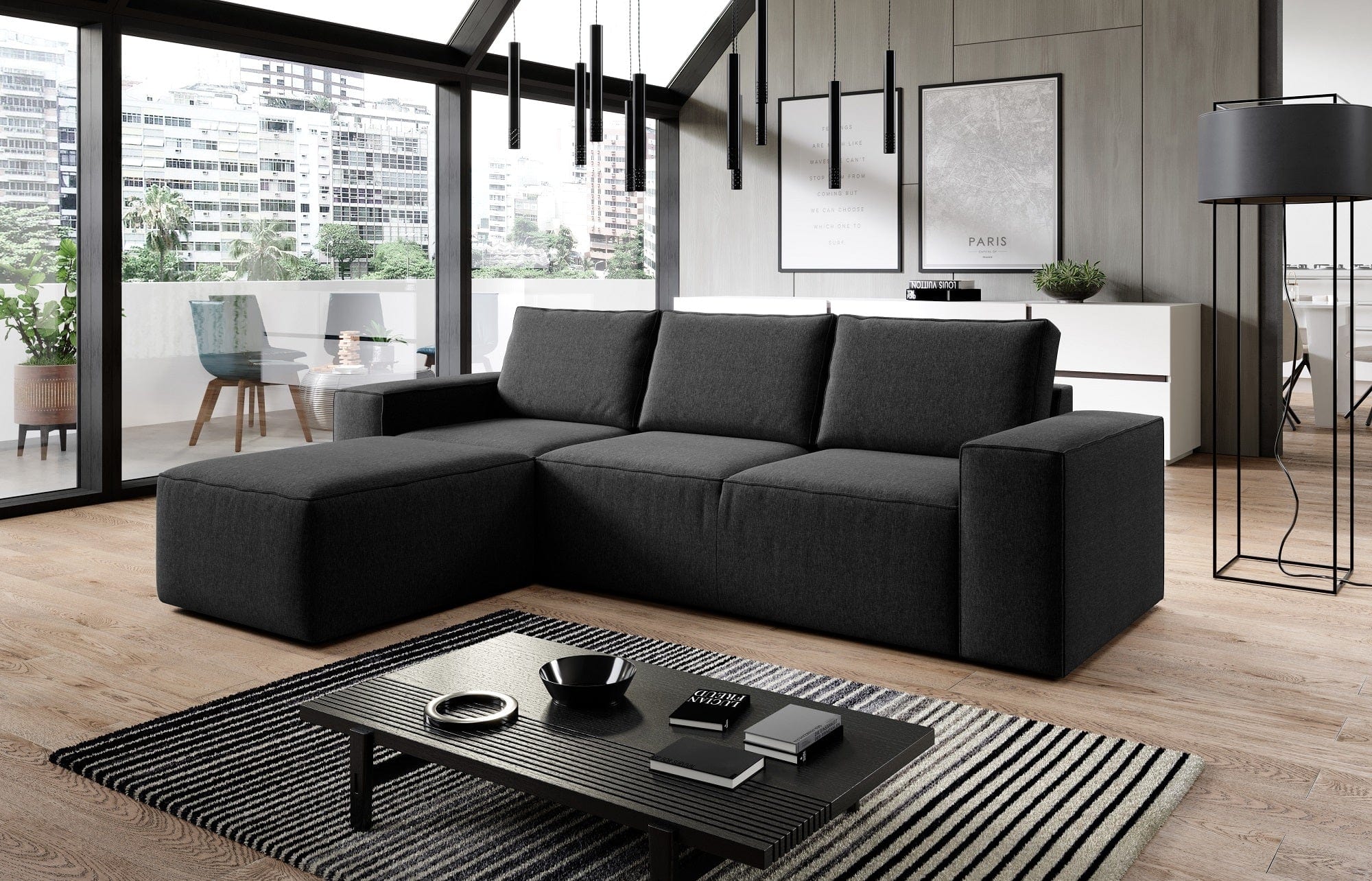 Eltap Flores10 Coltar Extensibil Sillage cu Lada de Depozitare, Sezlong pe Stanga, l302xA204xH95 cm