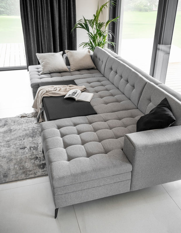 Eltap Coltar Extensibil Vertis Plus Gri cu Sezlong Universal (pe Stanga sau pe Dreapta), Perne Incluse, l350xA170xH93 cm