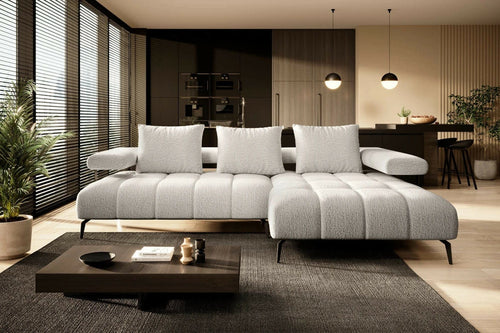 Coltar Fix, cu Sezlong pe Dreapta, Mecanism Electric Relax, Perne Incluse, Magnetit Mini, l266xA180xH69 cm