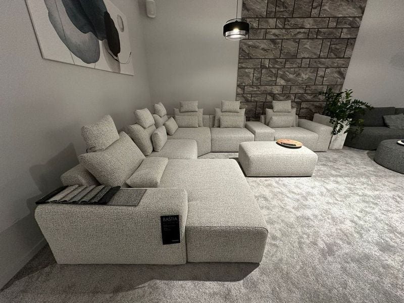 Coltar Fix cu Sezlong pe Stanga si taburet inclus, Bastia U Gri, l348xA392xH87 cm (2)