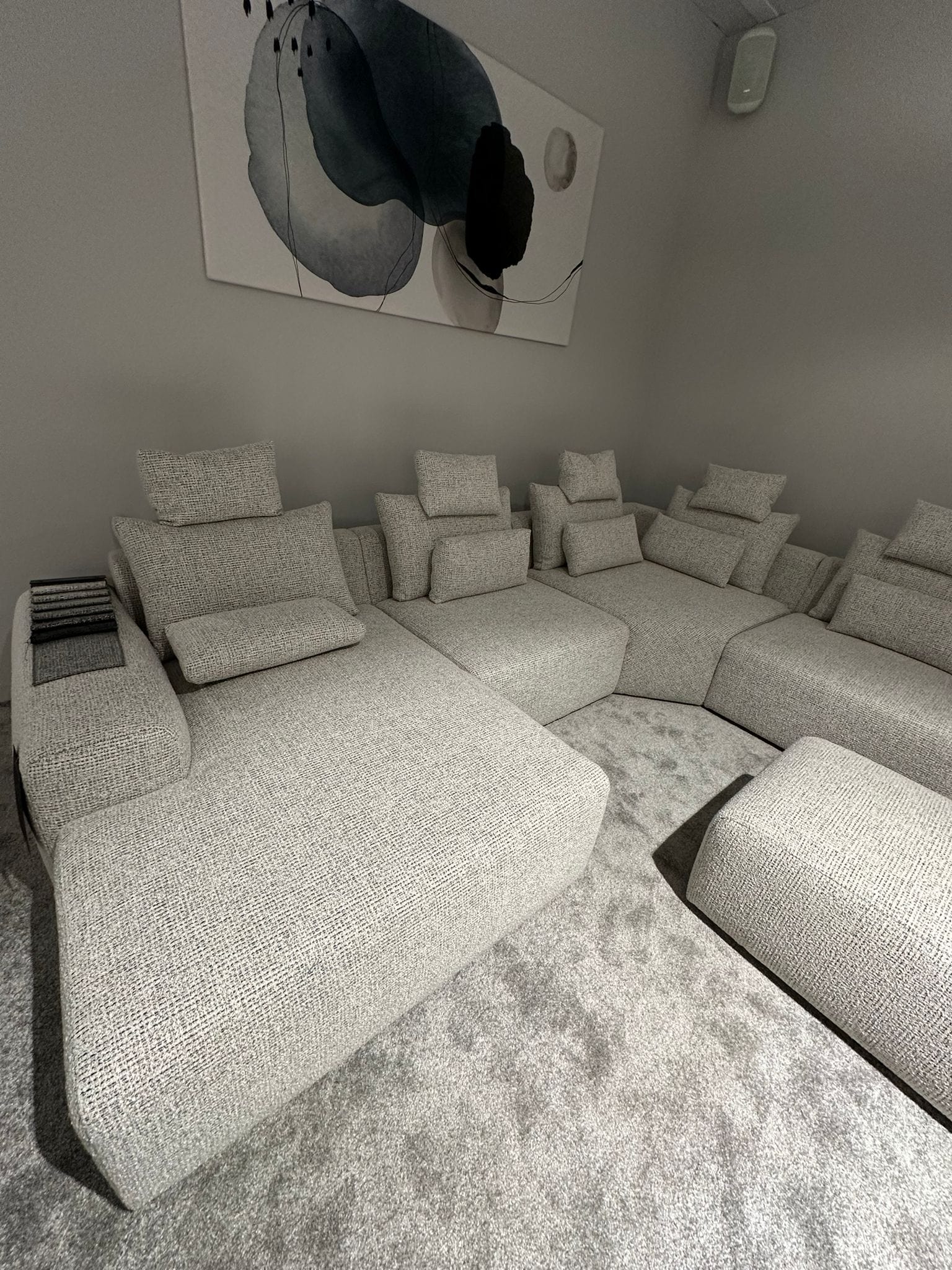 Coltar Fix cu Sezlong pe Stanga si taburet inclus, Bastia U Gri, l348xA392xH87 cm (3)