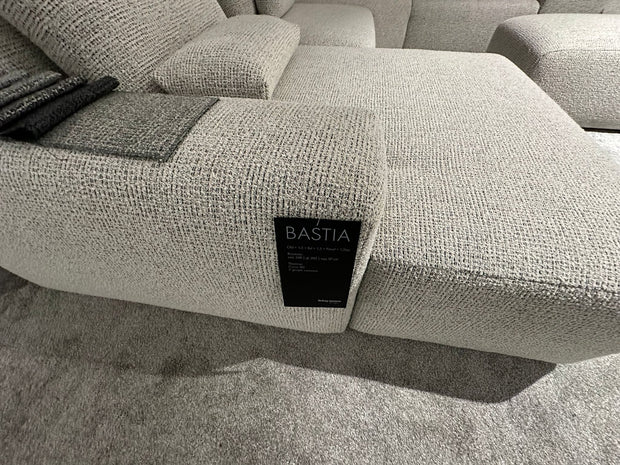 Coltar Fix cu Sezlong pe Stanga si taburet inclus, Bastia U Gri, l348xA392xH87 cm (4)