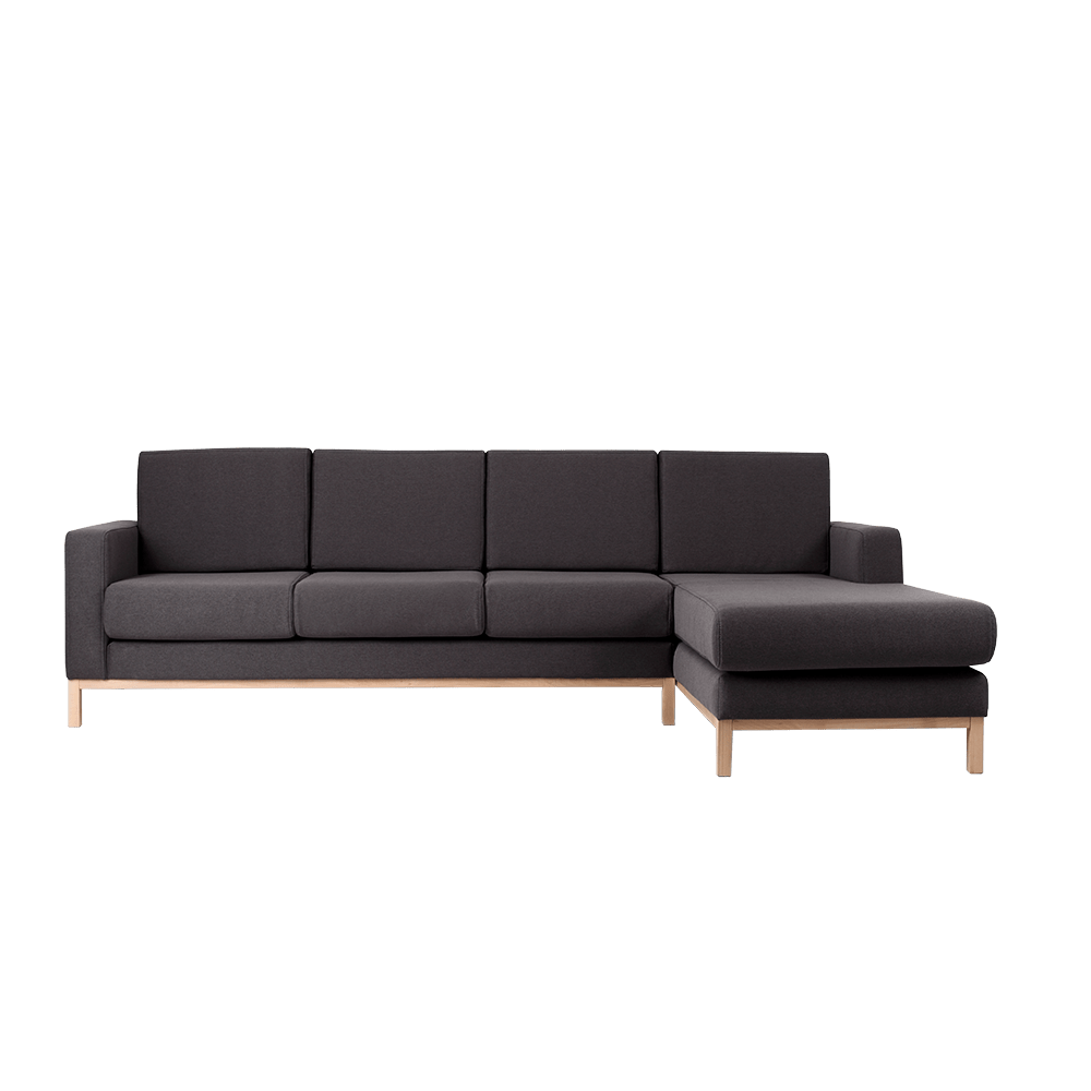 Coltar Fix Scandic Large Antracit, Sezlong pe Dreapta, Tapitat cu Stofa, l282xA164xH90 cm