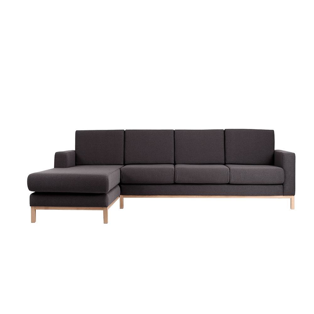 Coltar Fix Scandic Large Antracit, Sezlong pe Stanga, Tapitat cu Stofa, l282xA164xH90 cm