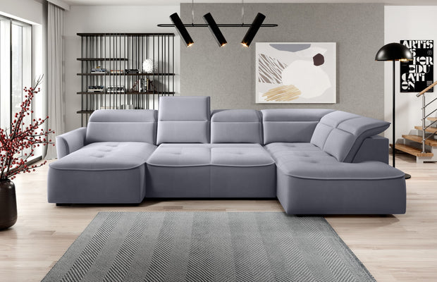 Coltar Fix, Sezlong pe Dreapta, Lada de Depozitare, Mecanism Electric Relax, Tetiere Reglabile, Murielle XL, l350xA218xH87-100 cm (1)