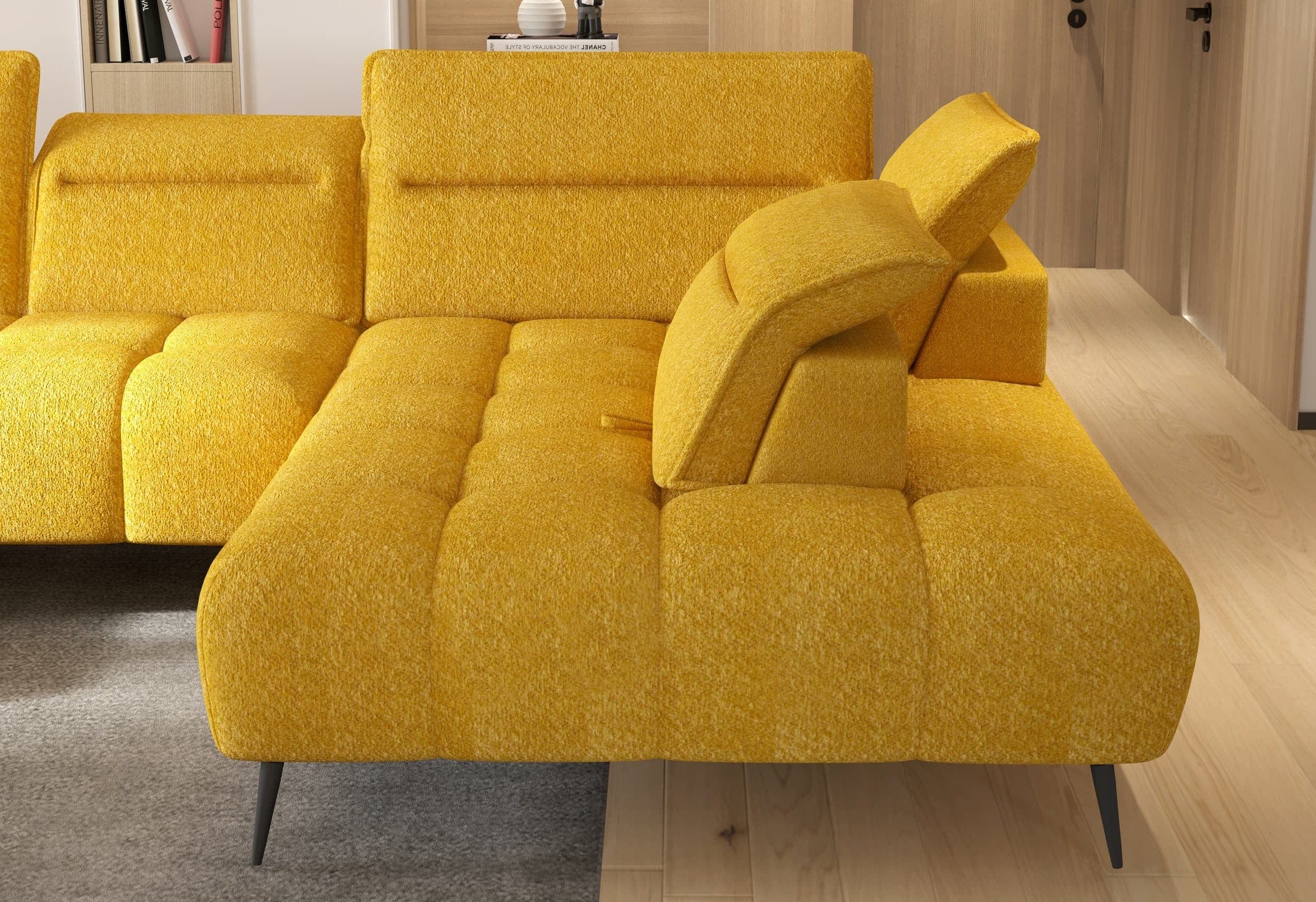 Coltar Fix, Sezlong pe Dreapta, Mecanism Electric Relax, Tetiere Reglabile, Motan XL, l389xA220xH80-97 cm (6)