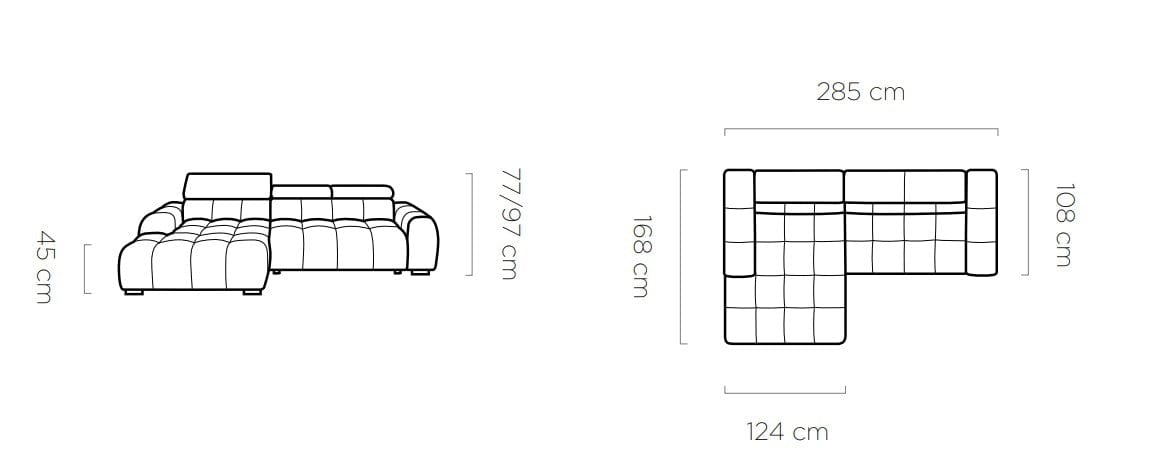 Wersal Coltar Fix, Sezlong pe Stanga, Mecanism Electric Relax, Bulls S, l285xA168H77-97 cm