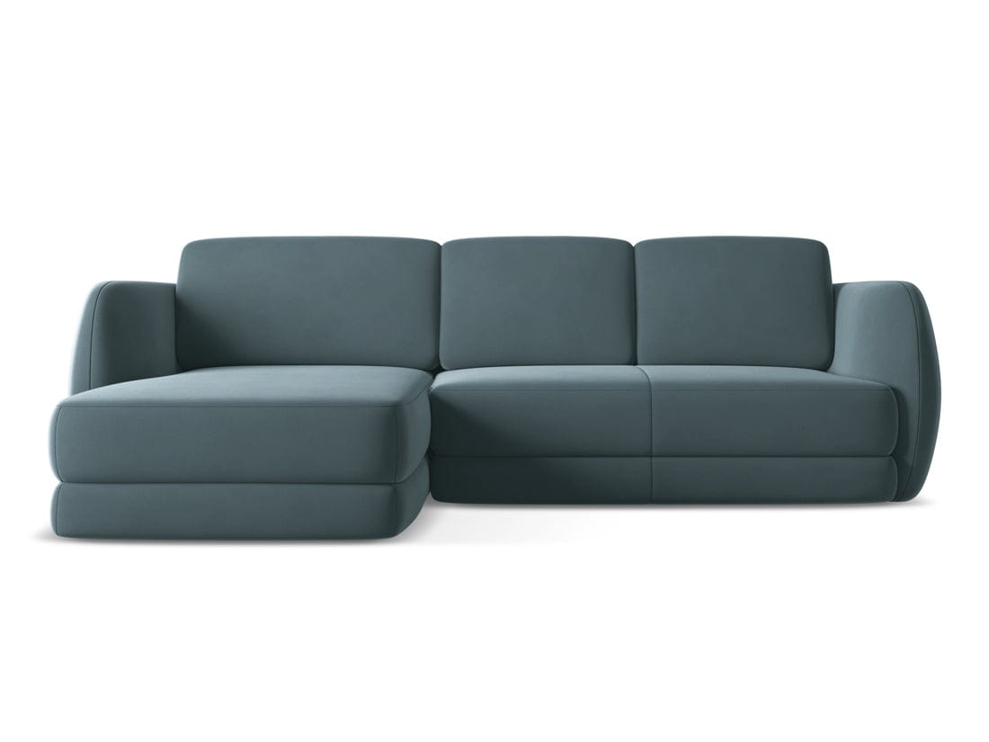 Makamii Coltar Fix, Sezlong pe Stanga, Tapitat cu Stofa, Kiana Velvet C27 Marin, l270xA164xH85 cm