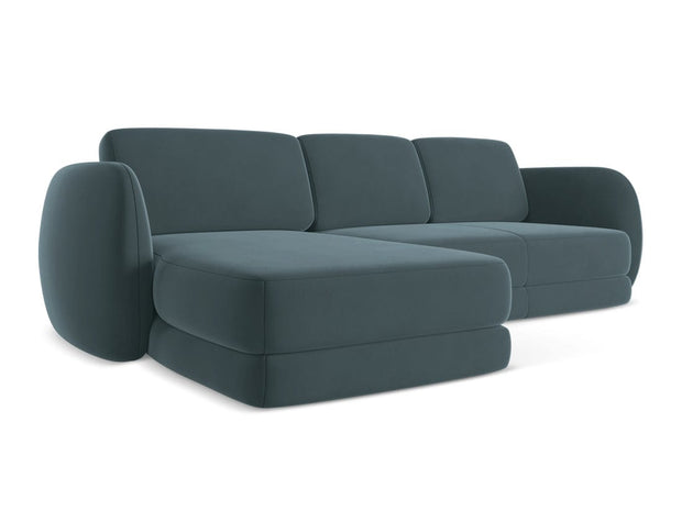 Makamii Coltar Fix, Sezlong pe Stanga, Tapitat cu Stofa, Kiana Velvet C27 Marin, l270xA164xH85 cm