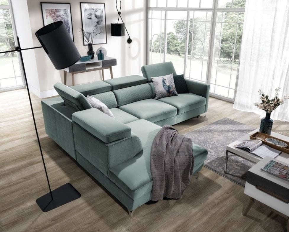 Coltar Mazzi Extensibil cu Arcuri Ondulate si Spuma Poliuretanica, Sezlong pe Stanga, Suprafata de Dormit 202x122 cm, cu Lada de Depozitare, Tetiere Reglabile, l265xA225xH75-95 cm (2)