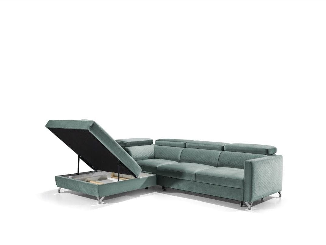 Coltar Mazzi Extensibil cu Arcuri Ondulate si Spuma Poliuretanica, Sezlong pe Stanga, Suprafata de Dormit 202x122 cm, cu Lada de Depozitare, Tetiere Reglabile, l265xA225xH75-95 cm (3)