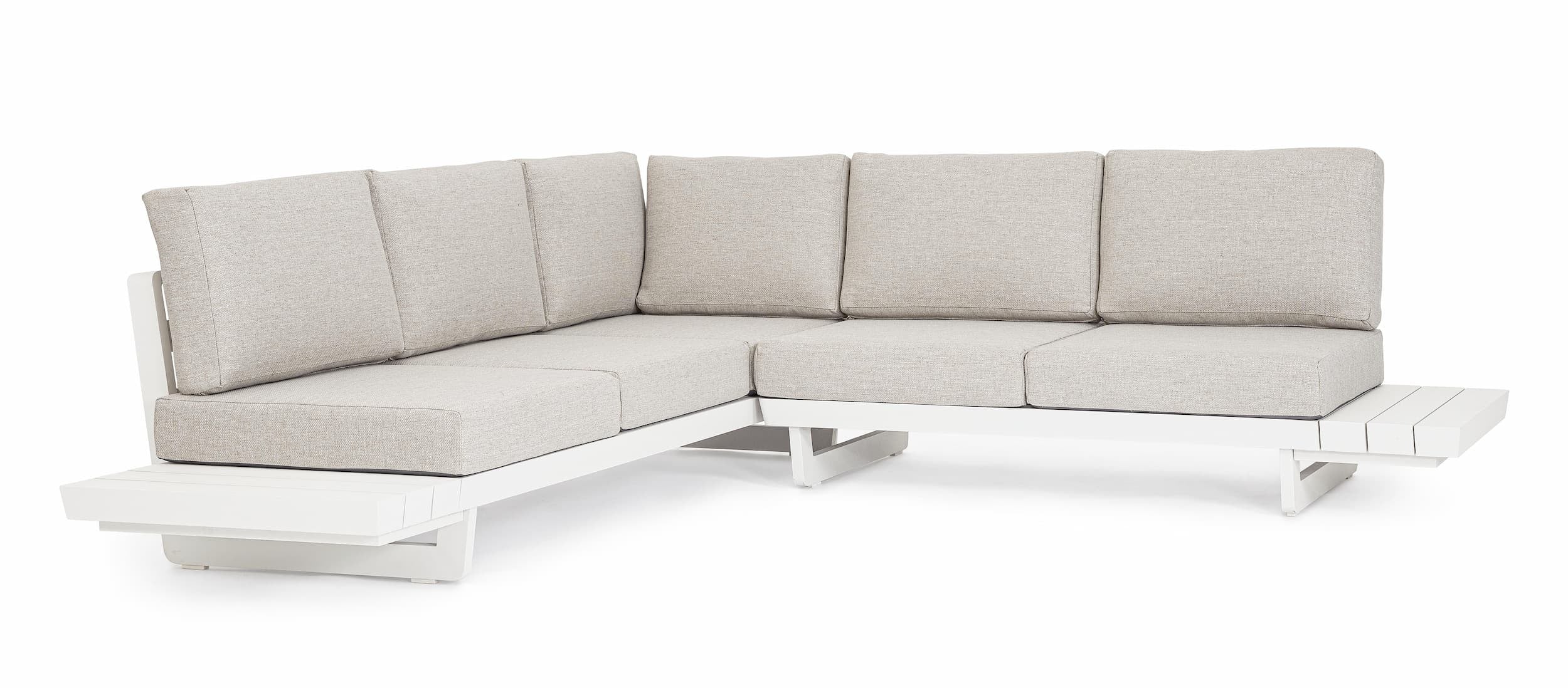 Coltar modular pentru gradina / terasa, din aluminiu, cu perne detasabile, Infinity Alb, l253xA172xH80 cm