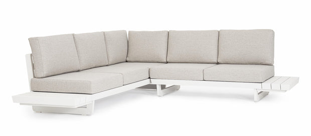 Coltar modular pentru gradina / terasa, din aluminiu, cu perne detasabile, Infinity Alb, l253xA172xH80 cm