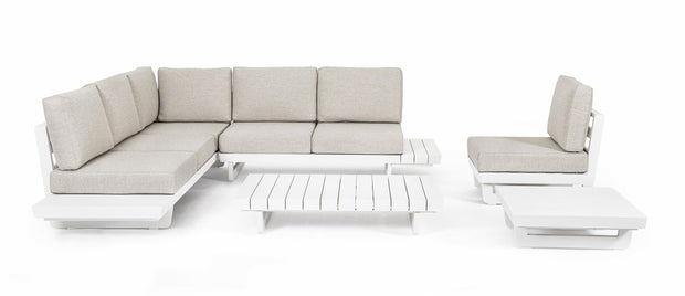 Coltar modular pentru gradina / terasa, din aluminiu, cu perne detasabile, Infinity Alb, l253xA172xH80 cm (4)