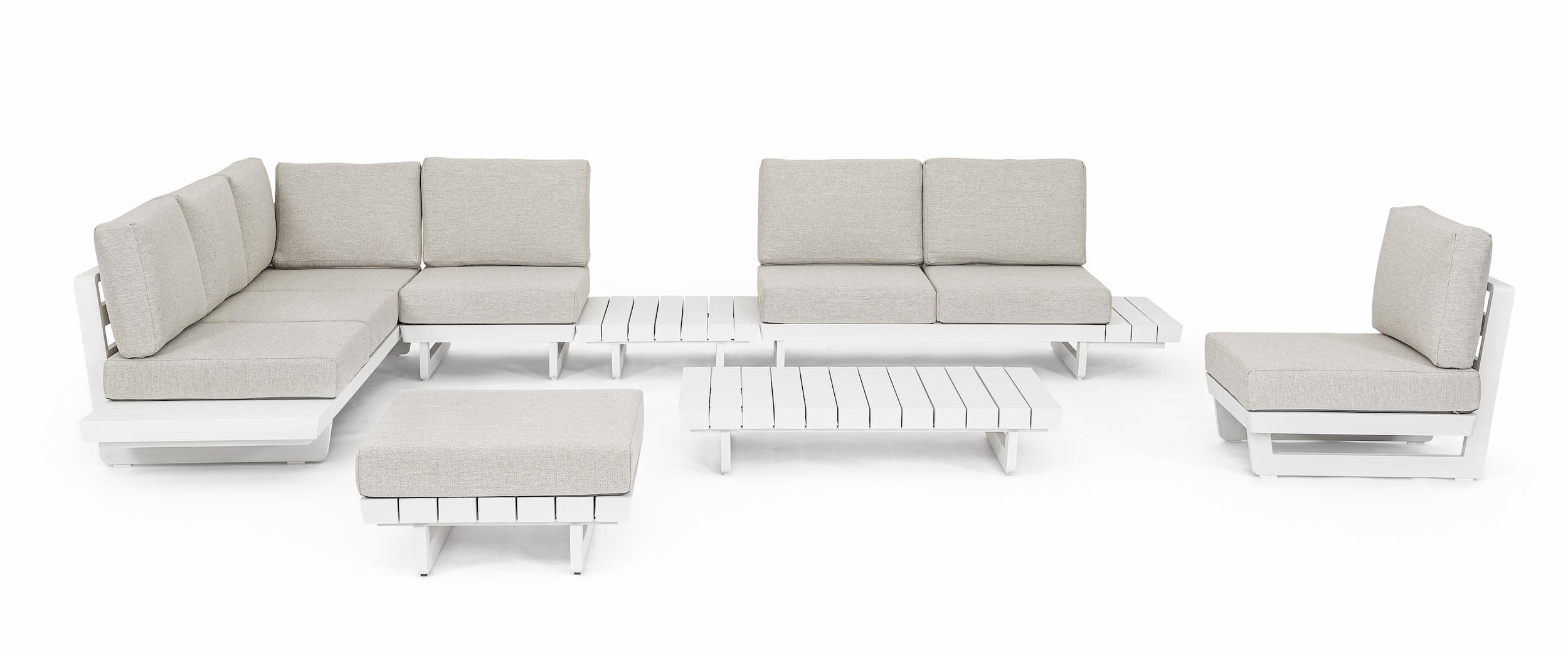 Coltar modular pentru gradina / terasa, din aluminiu, cu perne detasabile, Infinity Alb, l253xA172xH80 cm (6)