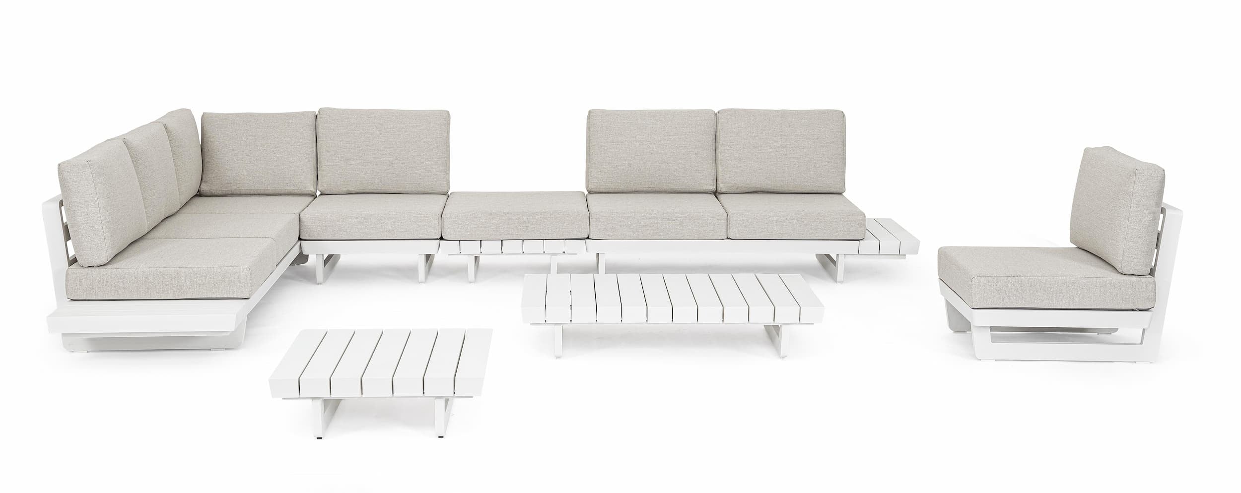 Coltar modular pentru gradina / terasa, din aluminiu, cu perne detasabile, Infinity Alb, l253xA172xH80 cm (7)