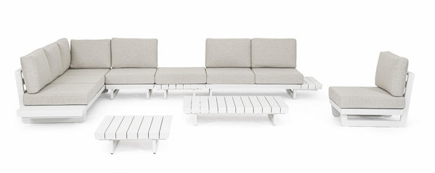 Coltar modular pentru gradina / terasa, din aluminiu, cu perne detasabile, Infinity Alb, l253xA172xH80 cm (7)