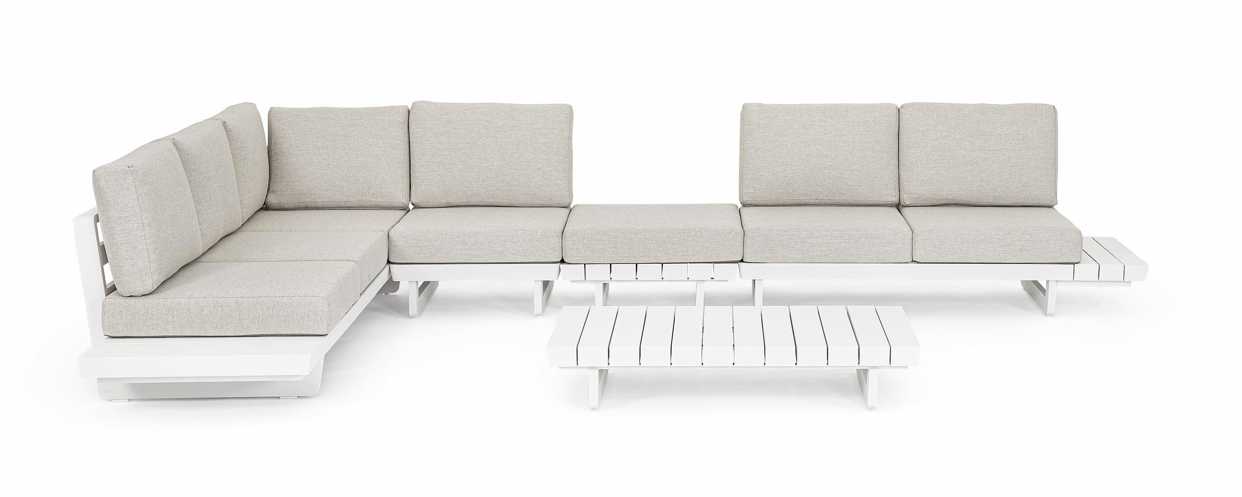 Coltar modular pentru gradina / terasa, din aluminiu, cu perne detasabile, Infinity Alb, l253xA172xH80 cm (8)