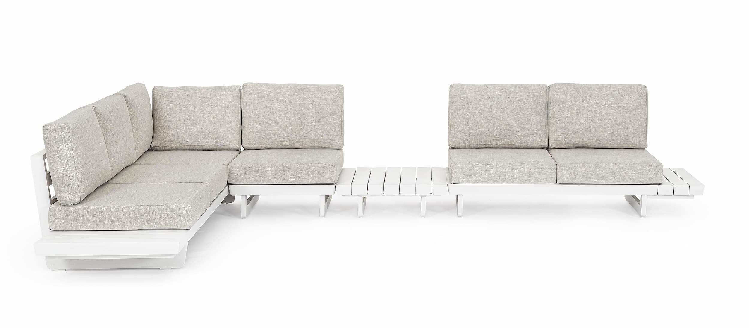 Coltar modular pentru gradina / terasa, din aluminiu, cu perne detasabile, Infinity Alb, l253xA172xH80 cm (10)