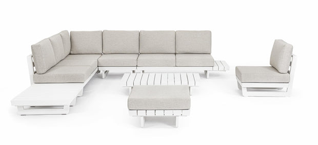 Coltar modular pentru gradina / terasa, din aluminiu, cu perne detasabile, Infinity Alb, l253xA172xH80 cm (12)