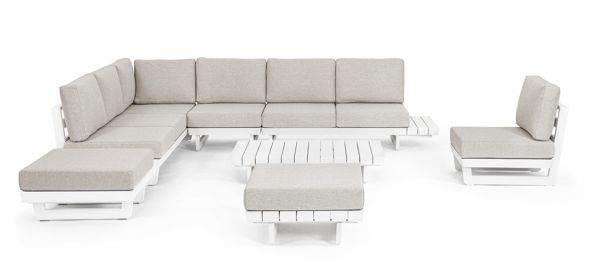 Coltar modular pentru gradina / terasa, din aluminiu, cu perne detasabile, Infinity Alb, l253xA172xH80 cm (13)