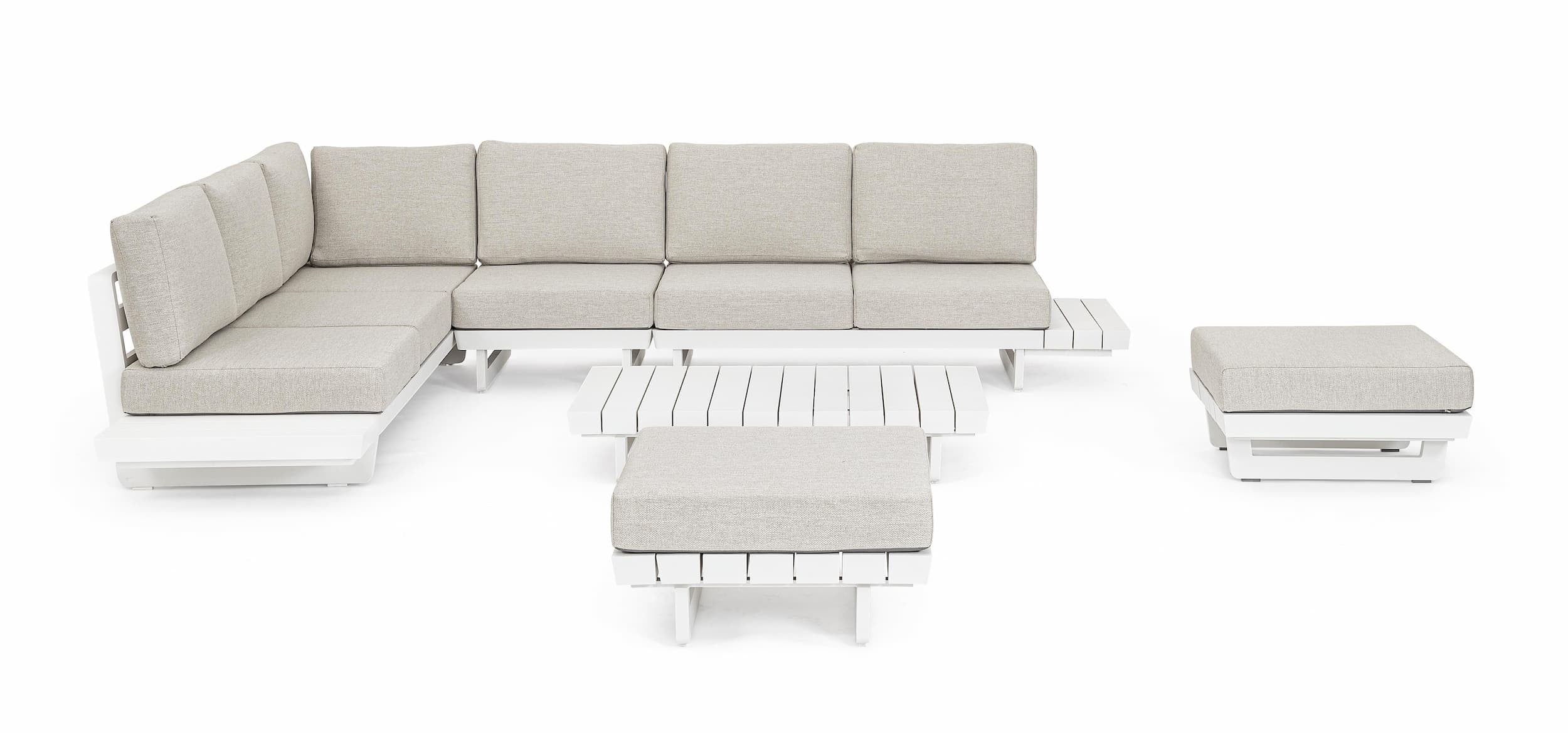 Coltar modular pentru gradina / terasa, din aluminiu, cu perne detasabile, Infinity Alb, l253xA172xH80 cm (15)