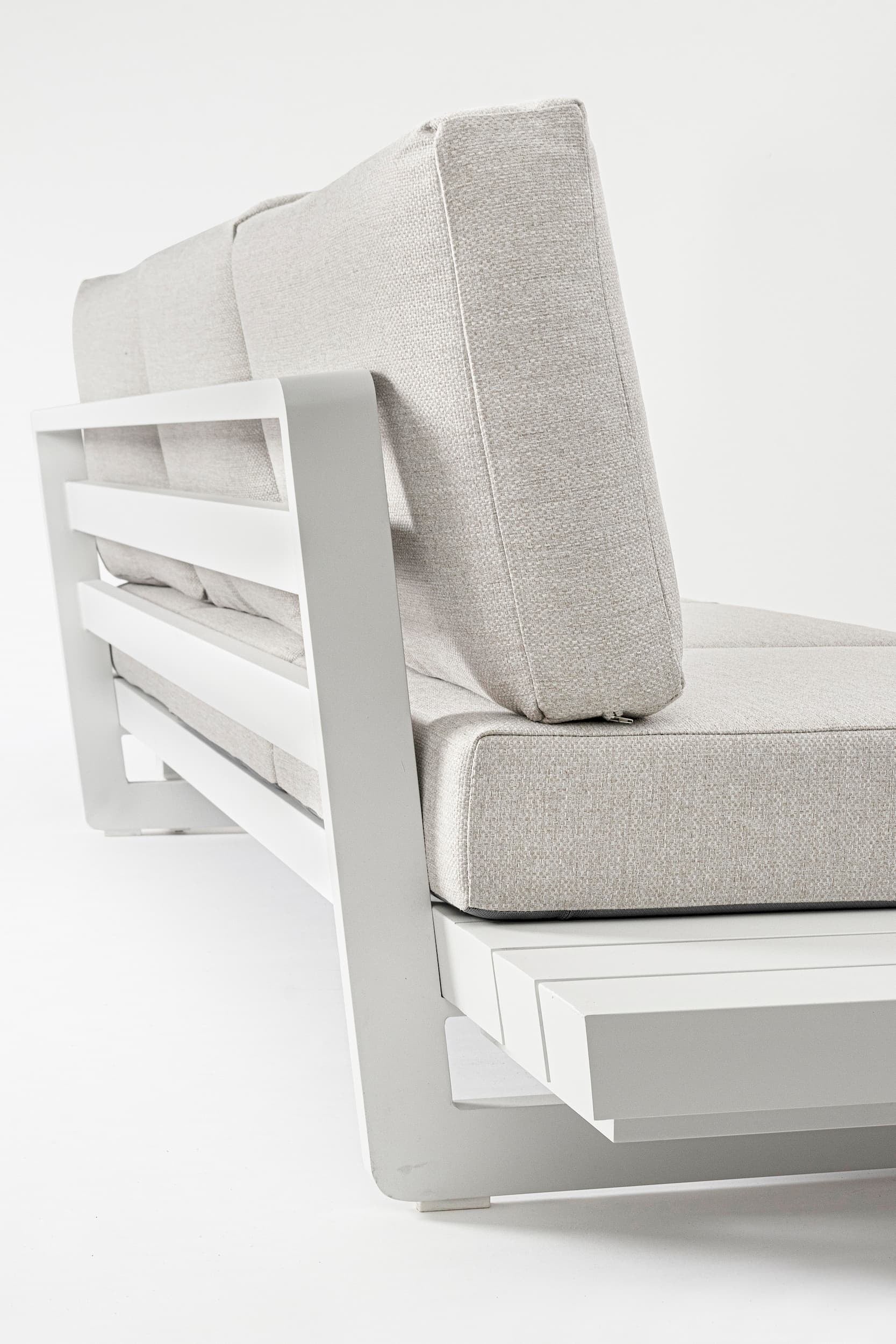 Coltar modular pentru gradina / terasa, din aluminiu, cu perne detasabile, Infinity Alb, l253xA172xH80 cm (25)