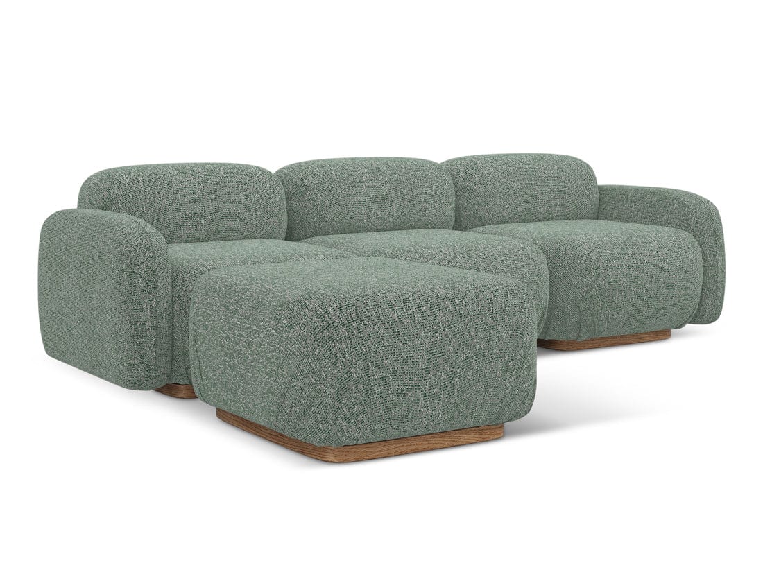 Makamii Coltar Modular, Sezlong Universal (pe Stanga sau pe Dreapta), Tapitat cu Stofa, Ailani C10 Verde Deschis, l270xA190xH73 cm