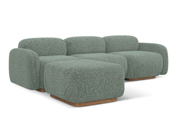 Makamii Coltar Modular, Sezlong Universal (pe Stanga sau pe Dreapta), Tapitat cu Stofa, Ailani C10 Verde Deschis, l270xA190xH73 cm