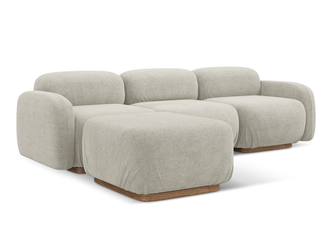 Makamii Coltar Modular, Sezlong Universal (pe Stanga sau pe Dreapta), Tapitat cu Stofa, Ailani C5 Bej Deschis, l270xA190xH73 cm