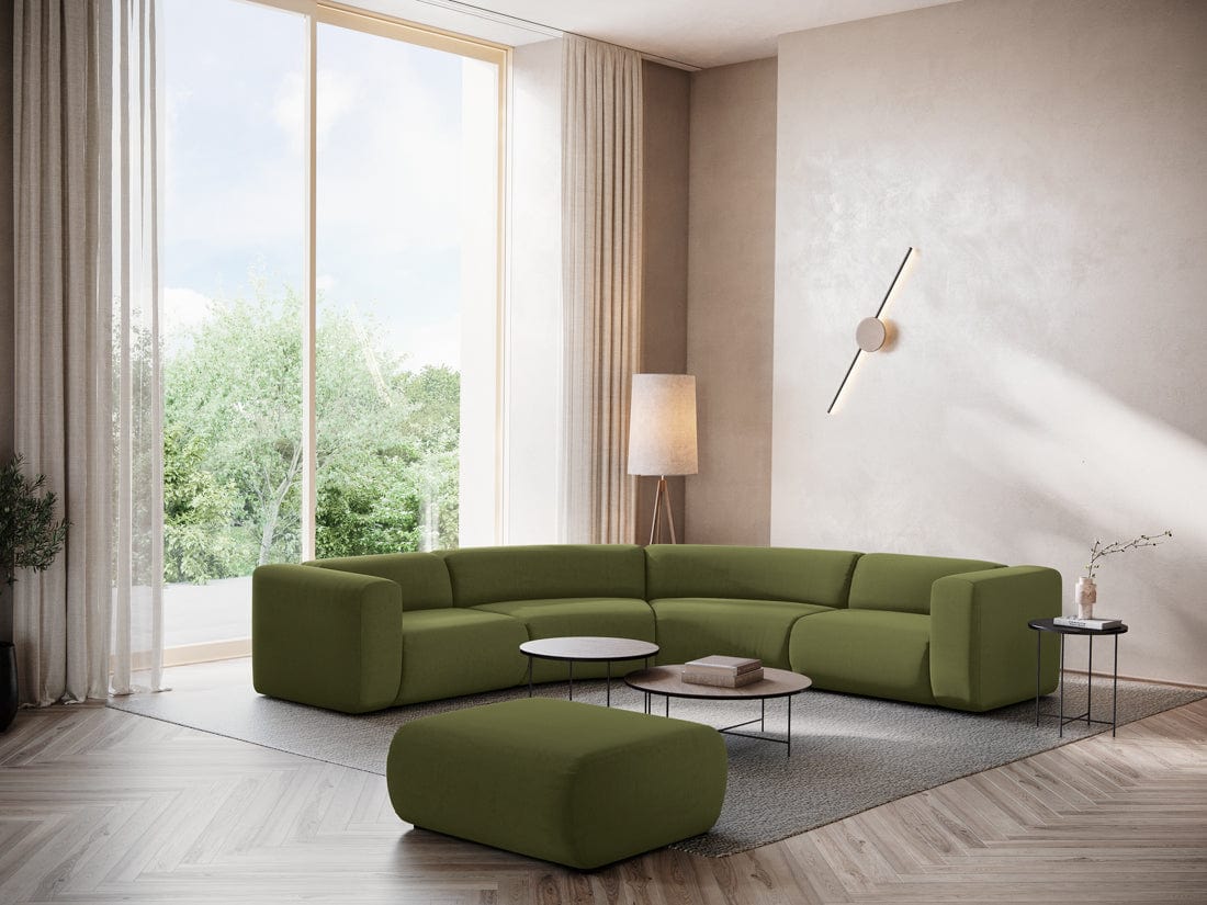 Makamii Coltar Modular, Sezlong Universal (pe Stanga sau pe Dreapta), Tapitat cu Stofa, Ekahi Velvet C23 Verde Olive, l318xA318xH70 cm