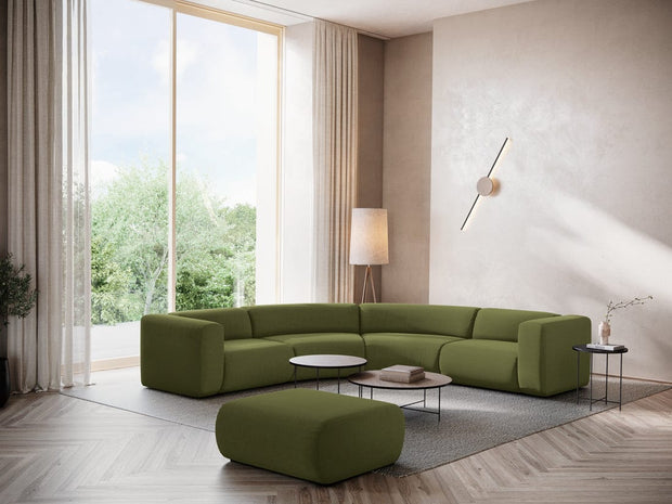 Makamii Coltar Modular, Sezlong Universal (pe Stanga sau pe Dreapta), Tapitat cu Stofa, Ekahi Velvet C23 Verde Olive, l318xA318xH70 cm