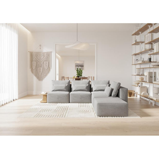 Coltar Modular, Sezlong Universal (pe Stanga sau pe Dreapta), Tapitat cu Stofa si Masa de cafea Inclusa, Riposo Ottimo Gri, l290xA265xH85 cm (1)