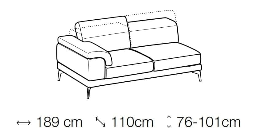 Coltar Notos Fix cu Benzi Elastice si Spuma Poliuretanica, Sezlong pe Dreapta, Sezut si Tetiere Reglabile, l299xA230xH76-101 cm (5)