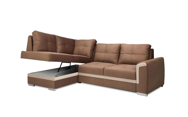 Coltar Veronese Mini Extensibil cu Arcuri Ondulate si Spuma Poliuretanica, Sezlong pe Stanga, Suprafata de Dormit 200x120 cm, cu Lada de Depozitare, l270xA170xH80 cm (2)