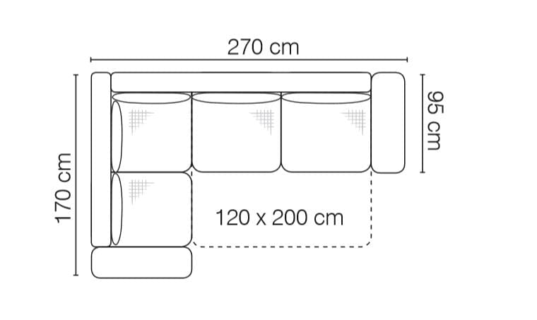 Coltar Veronese Mini Extensibil cu Arcuri Ondulate si Spuma Poliuretanica, Sezlong pe Stanga, Suprafata de Dormit 200x120 cm, cu Lada de Depozitare, l270xA170xH80 cm (5)
