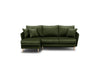 Coltar Volio Velvet Verde Olive Extensibil, Sezlong pe Stanga, tapitat cu Stofa, cu Lada de Depozitare, Perne Incluse, l223xA145xH90 cm (2)