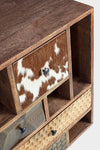 Comoda din lemn de mango, cu 11 sertare si 2 usi Dhaval Natural / Multicolor, l160xA40xH75 cm (6)