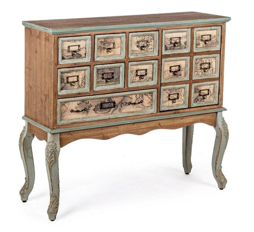 Comoda din lemn de pin, cu 7 sertare si 1 usa Kompart Natural, l96xA35xH86 cm