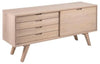 Comoda din lemn si furnir, cu 4 sertare si 1 usa, A-Line Stejar Deschis, l160xA45xH72 cm