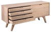 Comoda din lemn si furnir, cu 4 sertare si 1 usa, A-Line Stejar Deschis, l160xA45xH72 cm (4)