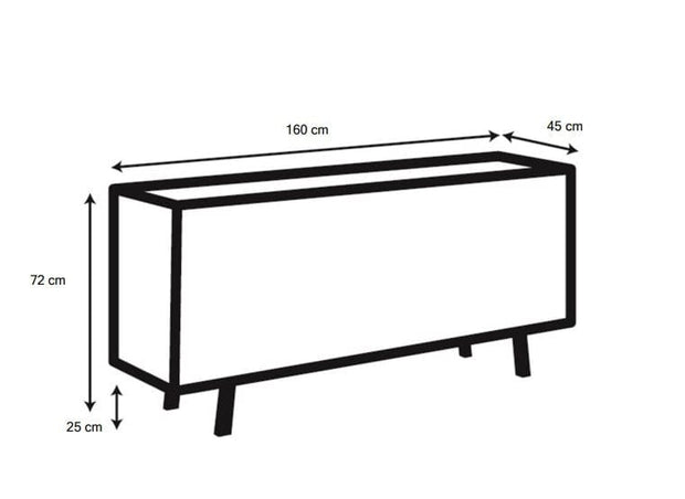 Comoda din lemn si furnir, cu 4 sertare si 1 usa, A-Line Stejar Deschis, l160xA45xH72 cm (8)