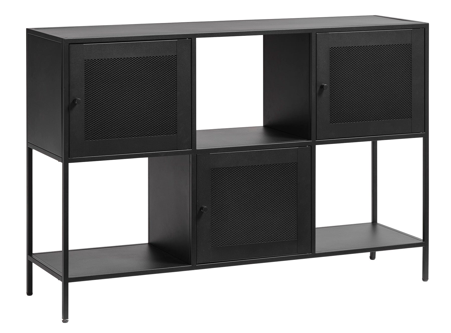 Unique Furniture A/S Comoda din metal, cu 3 usi, Malibu Negru, l120xA35xH81 cm