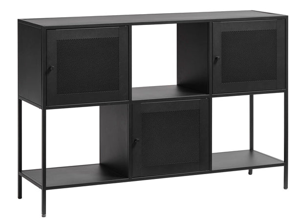 Unique Furniture A/S Comoda din metal, cu 3 usi, Malibu Negru, l120xA35xH81 cm