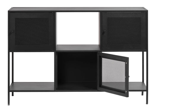 Unique Furniture A/S Comoda din metal, cu 3 usi, Malibu Negru, l120xA35xH81 cm