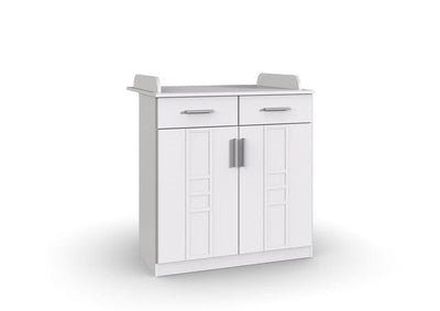 Comoda din pal, cu 2 sertare si 2 Usi, Borkum Alb, l91xA75xH101 cm